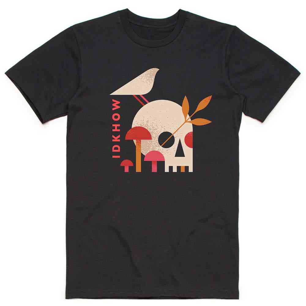 iDKHow - Mushroom Skull Heren Tshirt - Zwart